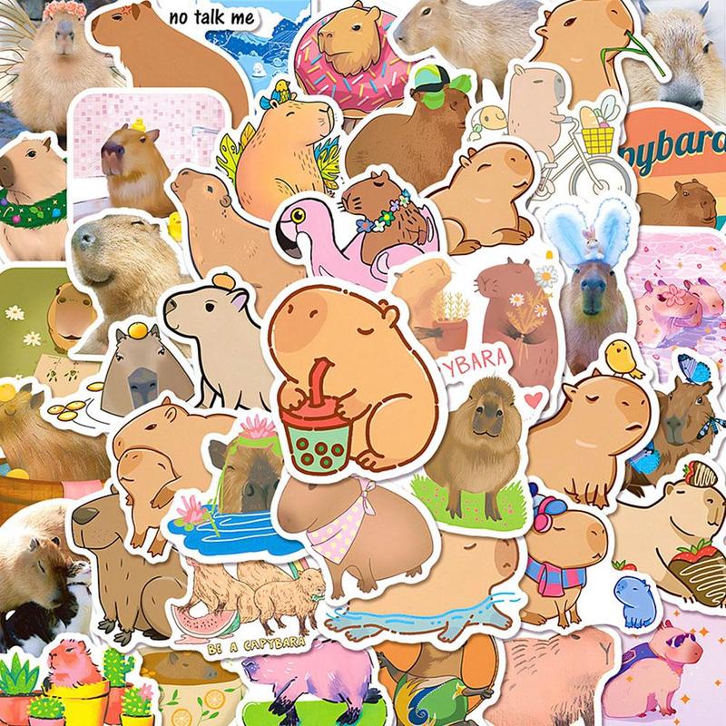 Capybara Series Graffiti Stickers, 50pcs set Waterproof Self Adhesive Decor Sticker, DIY Decals for Gift Greeting Card Water Bottle Laptop Phone