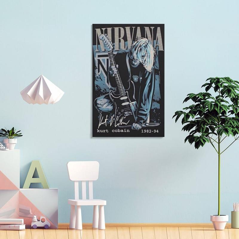 Nirvana Poster Vintage Kurt Cobain Poster Decorative Painting Canvas Wall Art Living Room Posters Bedroom Painting