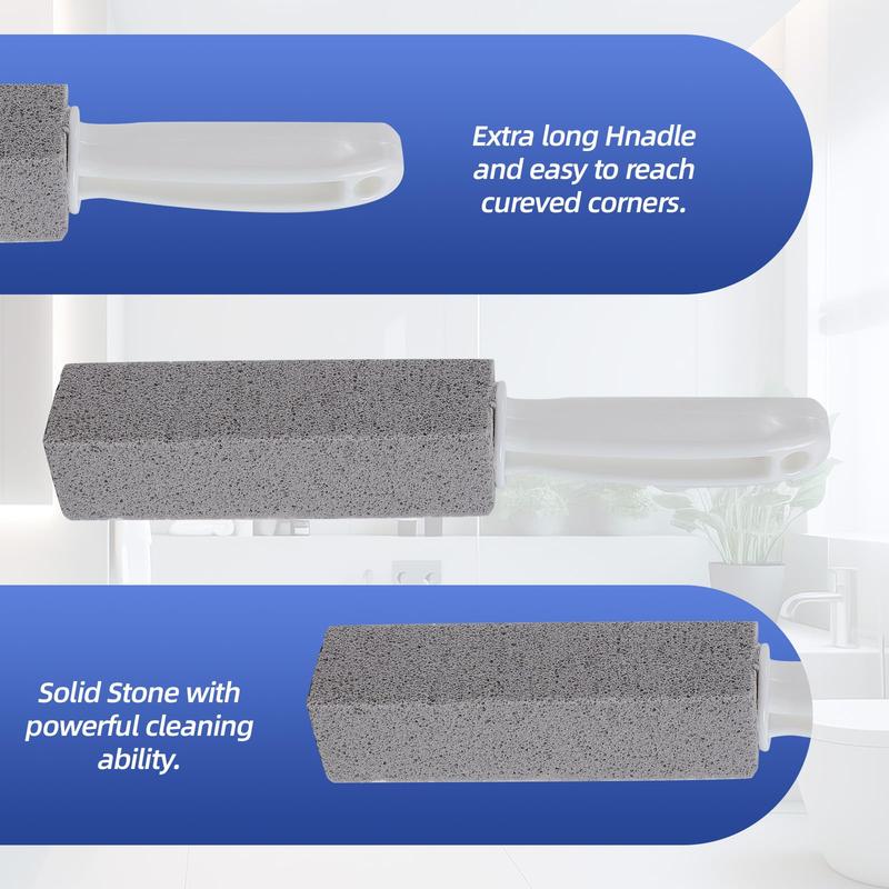 4 Pack Pumice Cleaning Stone With Handle,Pumice Stone for Toilet Bowl Cleaning,Powerfully Cleans Away Limescale Stain,Hard Water Rings,Rust. For Cleaning Toilets,bathtubs,Grills, Swimming Pools,Sinks