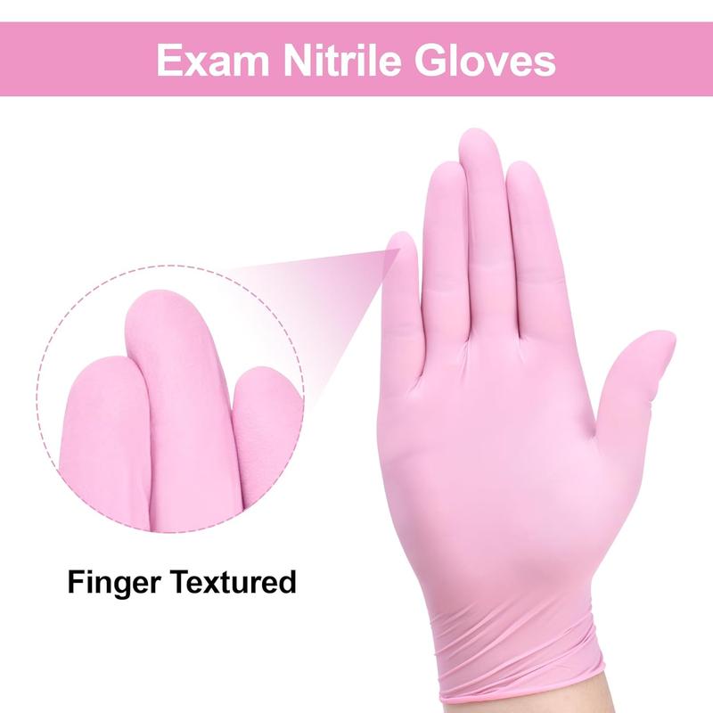 Disposable Gloves, 3-mil,   Gloves Disposable Latex Free, Gloves for Cleaning & Esthetician, Pink Rubber Gloves, Pink Cleaning Gloves, , 50-ct Box (Medium)