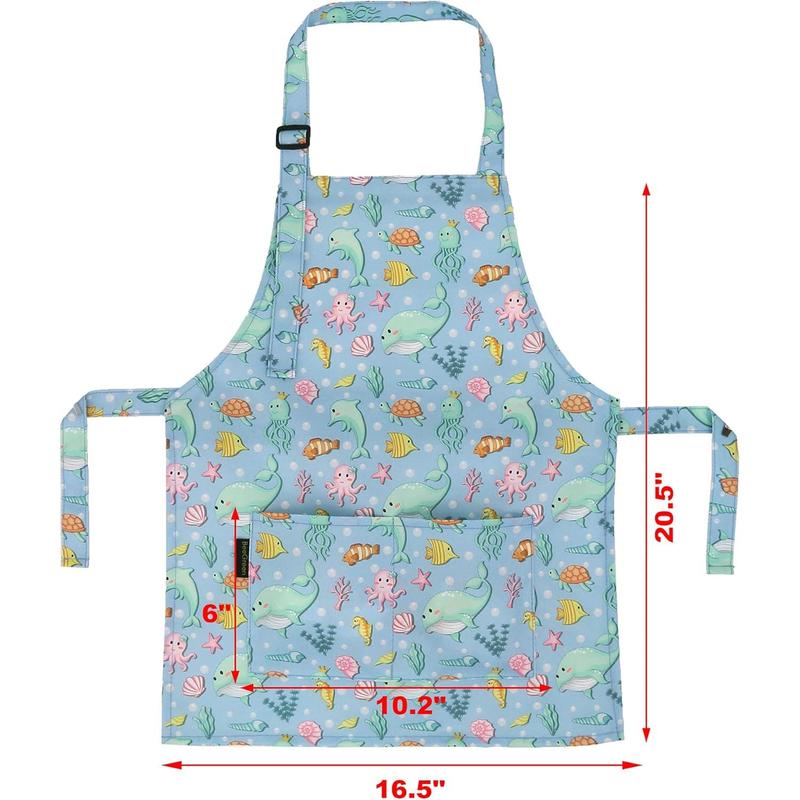 Shark Whale Apron 2 Pack Cooking Aprons with Adjustable Strap  Kitchen Aprons with Front Pocket for Girls  Painting Baking Artist Washable Foldable Lightweight