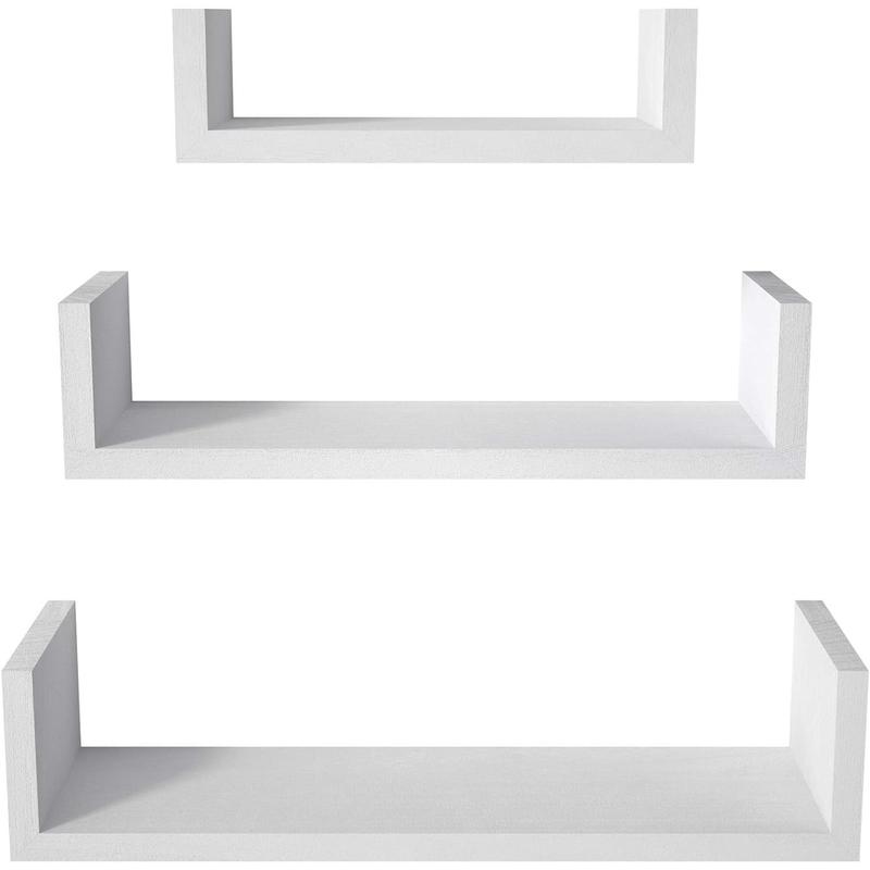 Floating Shelves Wall Mounted, Solid Wood Wall Shelves, White