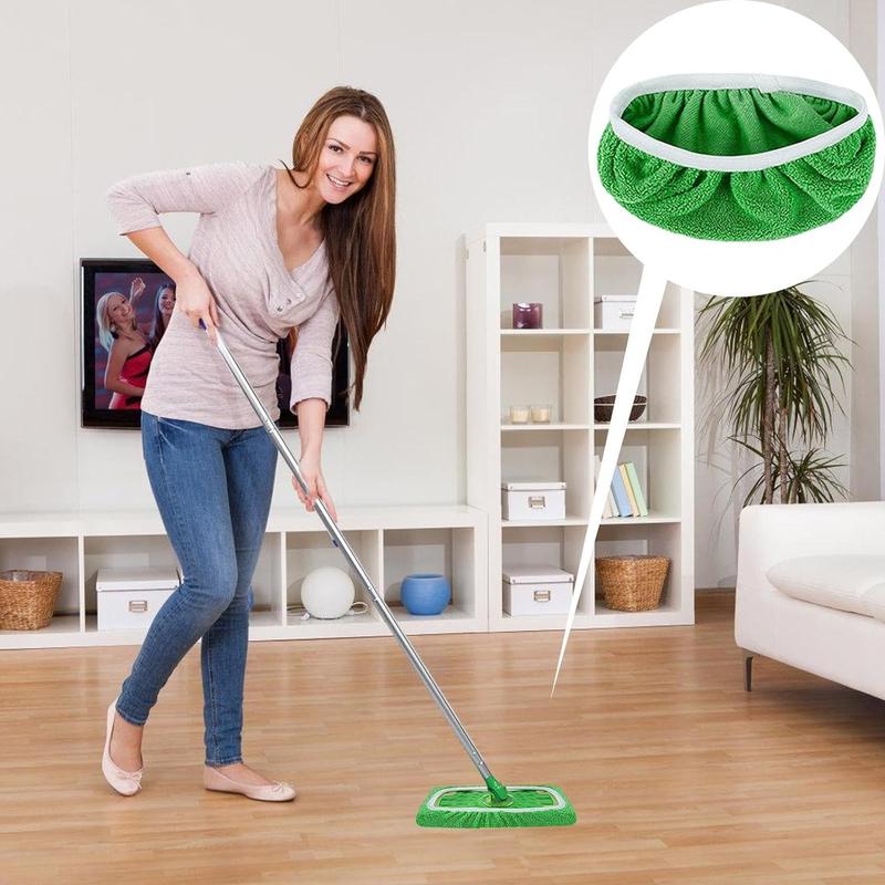 8 Reusable Deluxe Microfiber Mop Pads - Easy Cleaning, Washable, Durable, Dual-Purpose for Dry and Wet Use, Flat Floor Mop Cloth, Effective Dust Removal, Long-Lasting Plastic Material