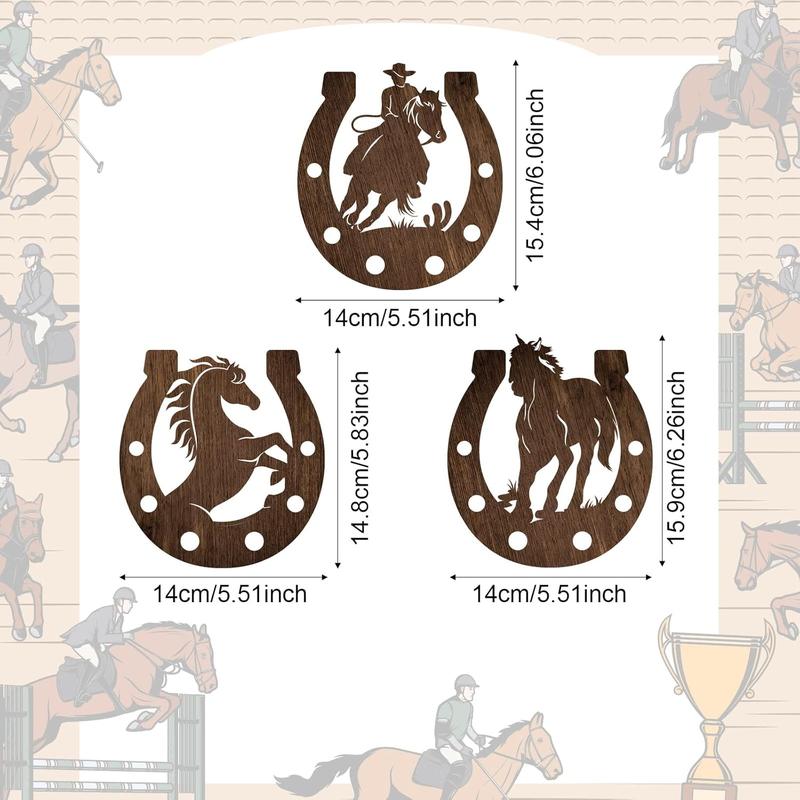 3 count Western Wall Decor Horseshoe Wood Wall Art Decor Cowboy Party Decorations Rustic Horse Shoes Decoration Hanging Western Decor Country Cowboy Decor for Home Bedroom Bathroom