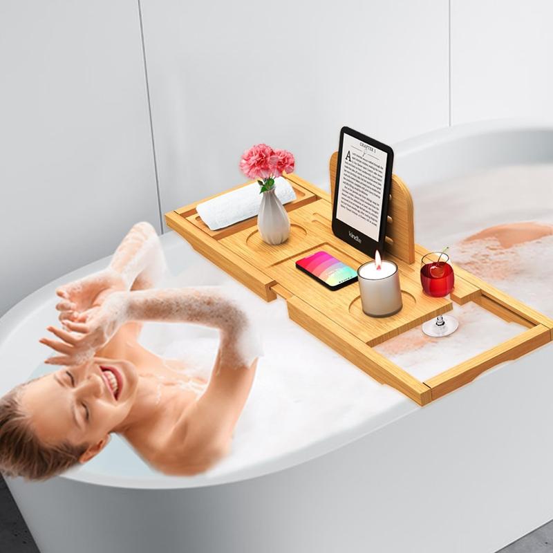 Luxury Bathtub  Tray - Bath Tray Expandable - Bath Tub Tray Table for Bathtub - Bath  Tray for Bathtub, Ajustable Size, Fits  Tubs