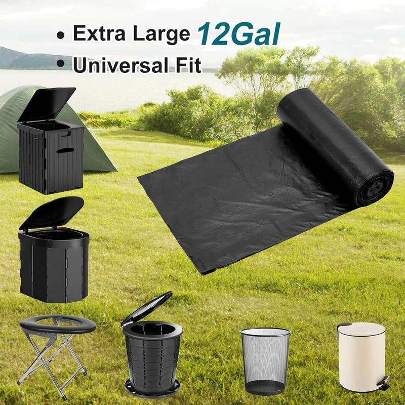 80 Camping Toilet Bags, 12 Gal XL Portable Toilet Liner, Camp Toilet Bags for Porta Potty, Bucket Toilet, 1.1 Mil Disposable Trash Bag for Camping, Boating, Traveling, Outdoor Activities