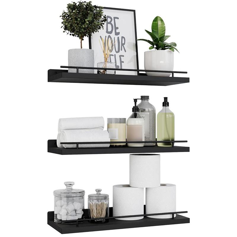 Wall Mounted Shelf, 3 Counts Wall Mounted Storage Rack, Floating Shelf for Bedroom, Bathroom, Kitchen, Living Room, Plant, Photo, Art