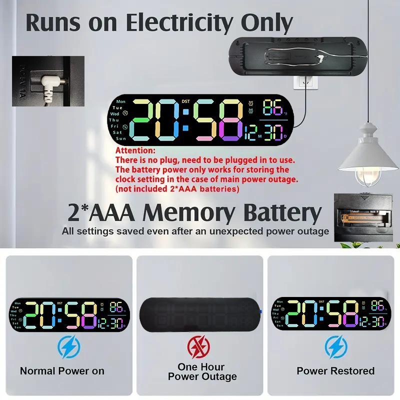 Multi Functional LED Display Clock, Digital Wall Clock with Adjustable Atmosphere Light, Battery USB Type Wall Clock with Remote Control, Room Decor, Home Decor, Fall Decor (battery Not Included)