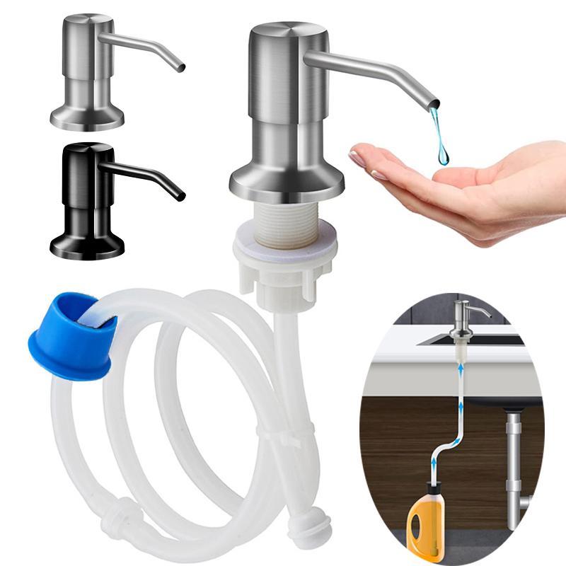 Stainless Steel Soap Dispenser Extension Tube Kit, Kitchen Sink Liquid Soap Dispenser, Bathroom Lotion Detergent Hand Press Pumps