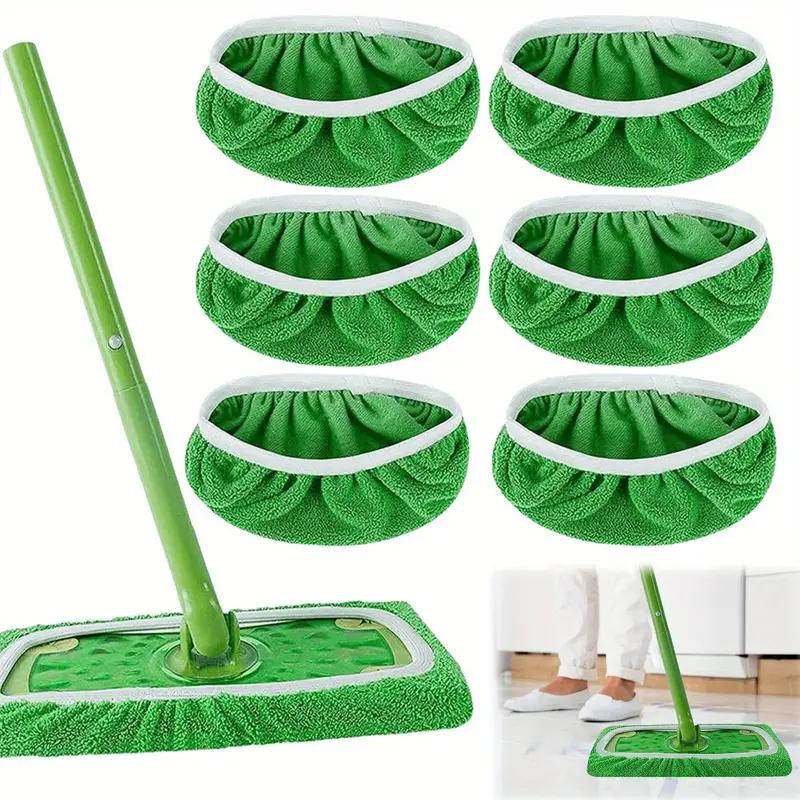 8 Reusable Deluxe Microfiber Mop Pads - Easy Cleaning, Washable, Durable, Dual-Purpose for Dry and Wet Use, Flat Floor Mop Cloth, Effective Dust Removal, Long-Lasting Plastic Material