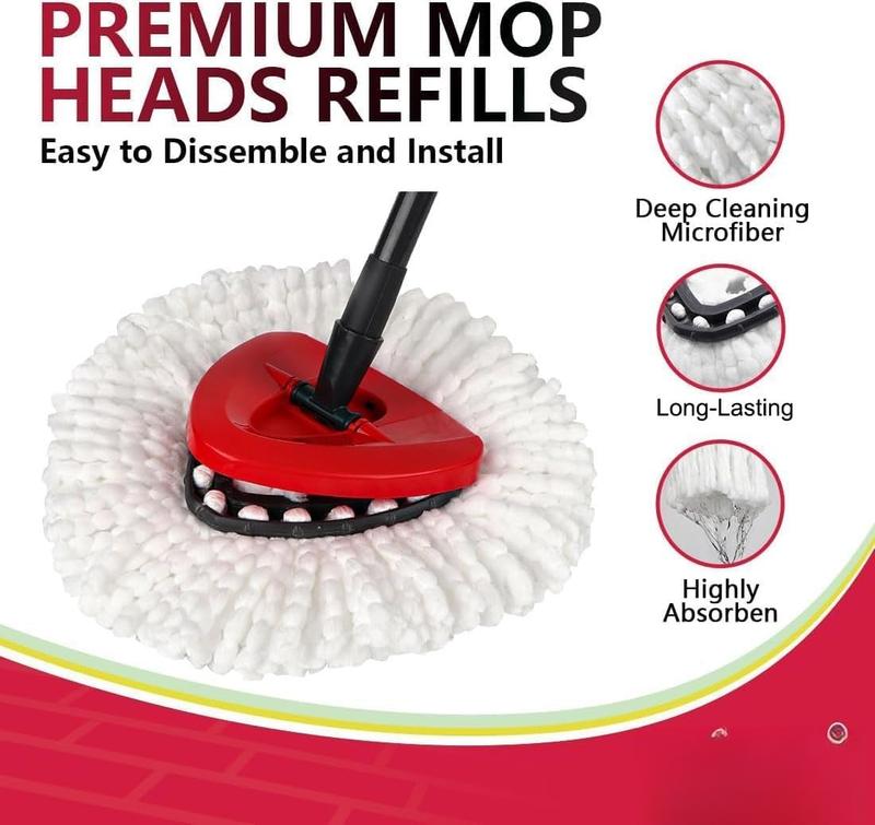 Mop Replacement Heads Compatible with O-Cedar EasyWring Spin Mop 8 Pack-Washable Microfiber Spin Head Refills-Easy Cleaning Mop Head Replacement