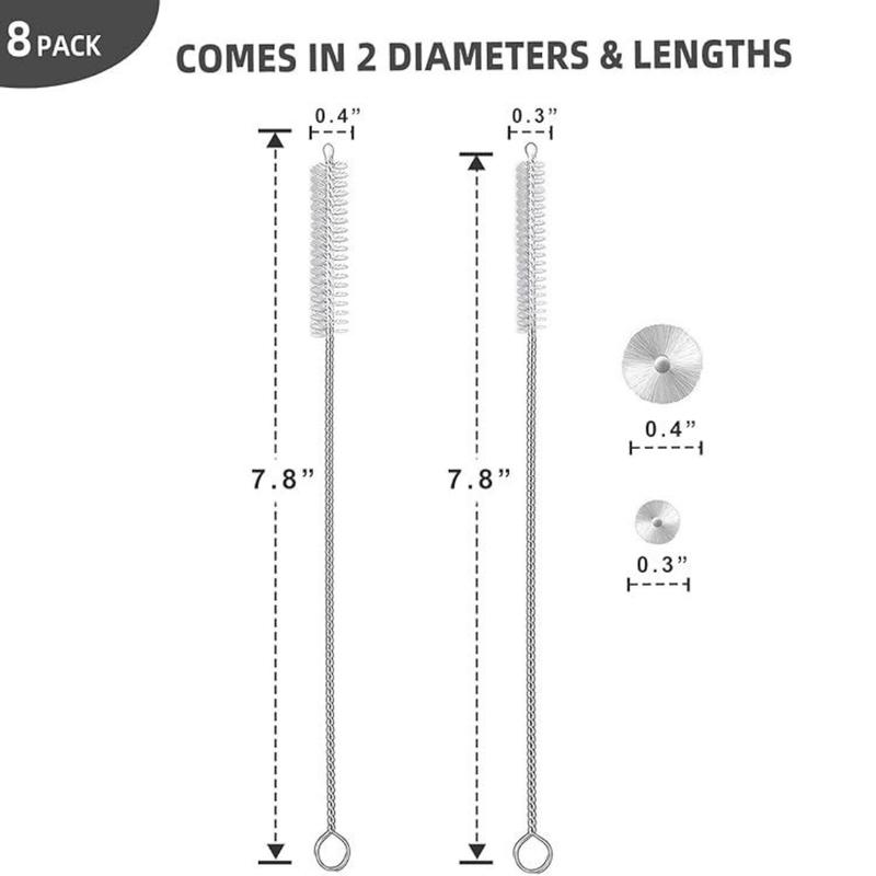 Straw Cleaner Brush Set: 8-Piece Long Cleaning Brush for Straws on Tumbler, Water Bottle, Sippy Cup, Pipes, Tubes, and Hummingbird Feeders, Essential Brush Set for Easy Cleaning of Reusable Straws, BPA-Free, Durable and Flexible