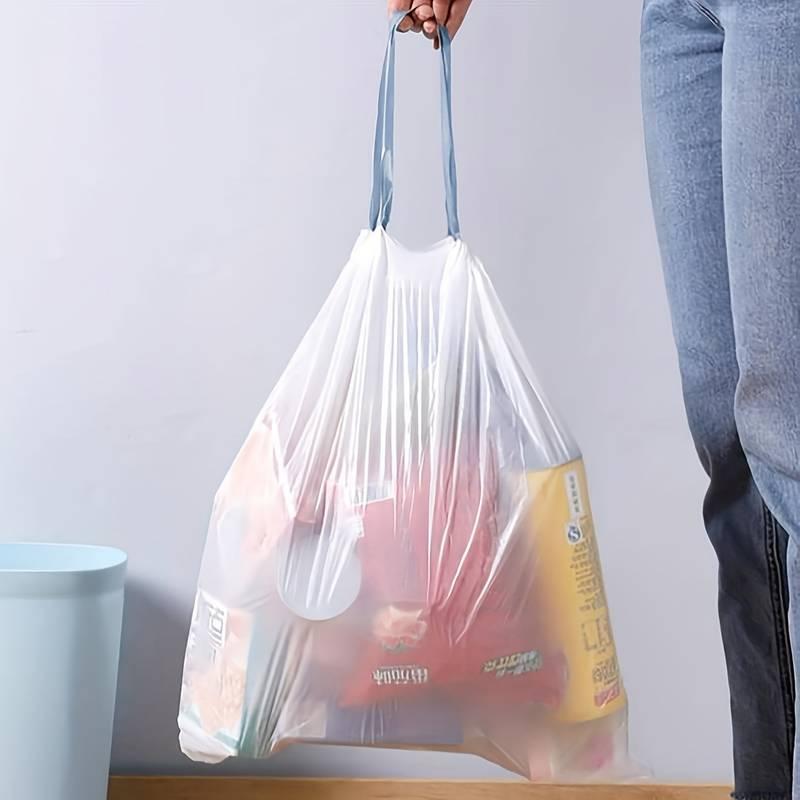 Disposable Thickened Bin Bag (60pcs set), Drawstring Bin Bag, Multipurpose Garbage Bag for Home, Office, Household Cleaning Supplies