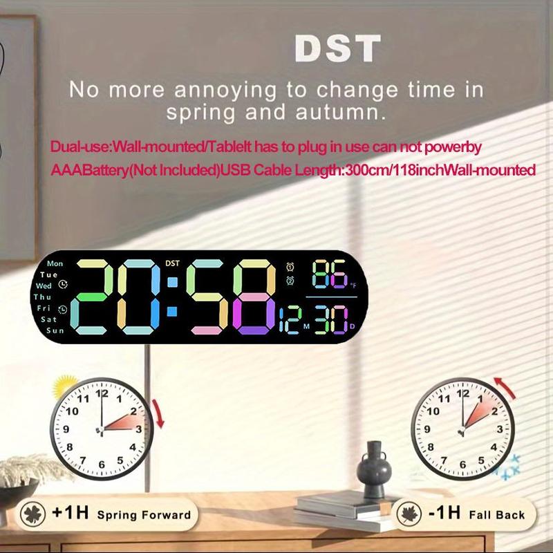 Multi Functional LED Display Clock, Digital Wall Clock with Adjustable Atmosphere Light, Battery USB Type Wall Clock with Remote Control, Room Decor, Home Decor, Fall Decor (battery Not Included)