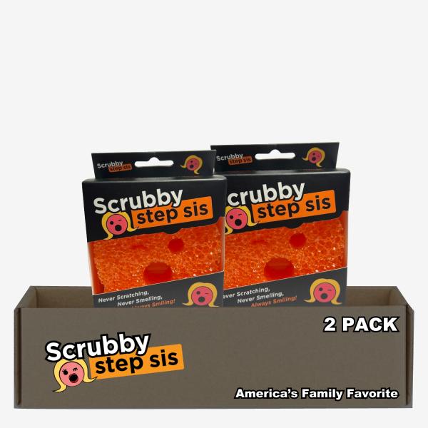 Scrubby Step Sis 2 Pack: The Ultimate Sponge & Scour Pad Combo! Your Kitchen's Best Companion for Utensil Cleaning, Pots, Pans, and Stainless Surfaces. Perfect for Dishes, Grime, and Tough Messes! Get Your Home Sparkling Clean!