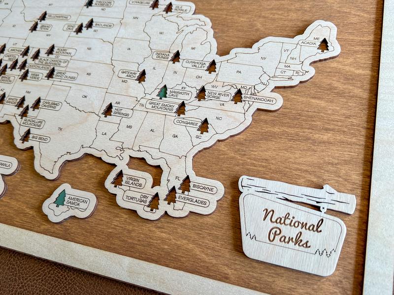 NATIONAL PARK - Bucket List Travel Map, National Parks Gift, Gift for Camper, Travel Map Decor Decoration