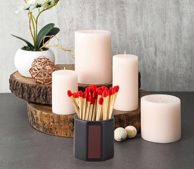 2 Packs Match Holder With Striker Anise Match Striker For Decorative Black and White  For Candles Bathroom  In A Jar With Striker Match Cloche Matchstick Holder ( NOT Included)