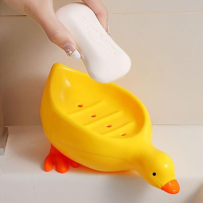 Yellow Duck Shape Soap Box Cartoon Soap Dish Drainable Soap Holder Soap Container Soap Dish For Tray Bathroom Accessories