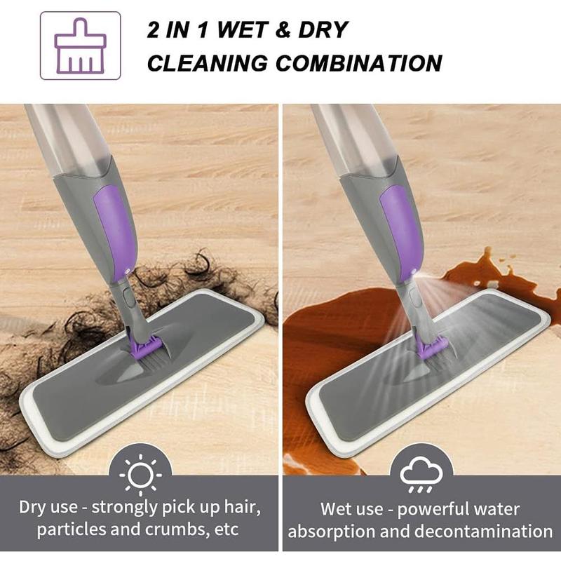 Spray Mop for Floor Cleaning  Microfiber Floor Mops Wet Dry Flat Mop with 550ML Refillable Bottle 3 Washable Pads Replacement, Dust Mop for Wooden Laminate Tile Marble Kitchen Hard Floors mop sepe rate cleananddirty water Pet Aluminium Hand Lightweight