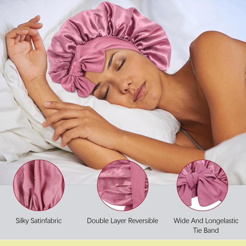 Solid Color Satin Sleeping Bonnet, 1 Count Soft Comfortable Sleeping Bonnet, Hair Styling Accessories for Women & Girls, Christmas Gift