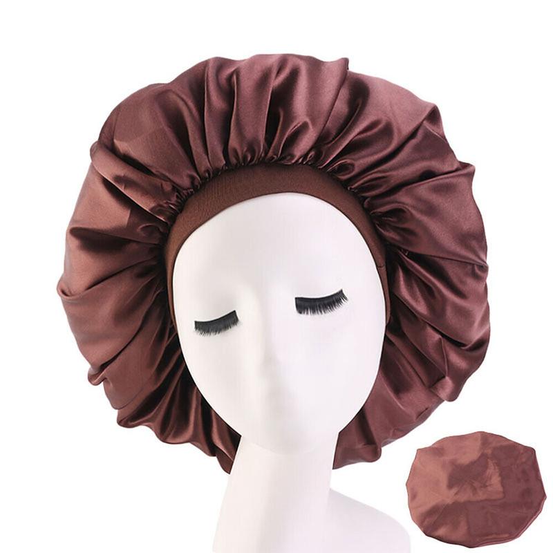 Extra Large Long Hair Care Satin Bonnet Cap Night Sleep Hat Head Wrap Cover Shower Silk