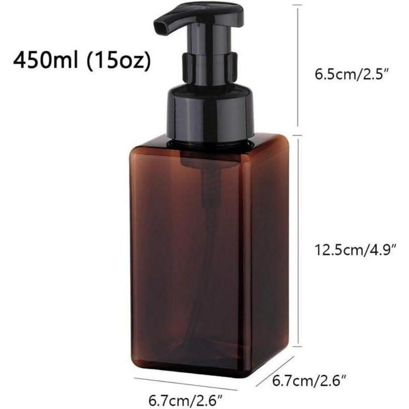 Foaming Soap Dispenser, 450ml (15oz) Refillable Pump Bottle Plastic for Liquid Soap, Shampoo, Body Wash (2 Pcs) (Amber)(Creative Life Pavilion)