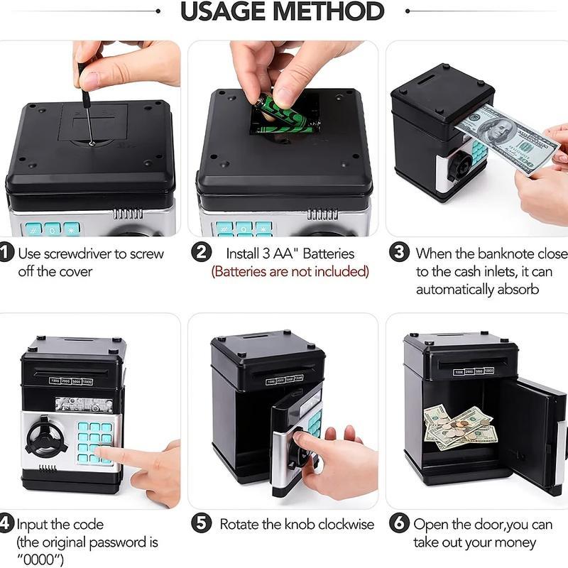 Mini ATM Piggy Bank for Real money, ATM Machine Bank for Kids Cash Coin Can ATM Bank Electronic Coin Money Bank for Kids-Hot Gift, Coin Recognition, Balance Calculator, Electronic Savings Safe Box, Electronic Password Code Money Banks for Children