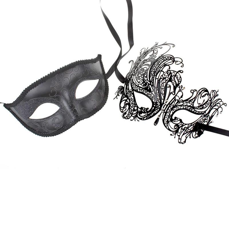 Couple Masquerade Mask Set, 1 Pair Venetian Style Party Mask, Costume Accessories, Party Props for Masquerade Cosplay Party, Gift for Mom