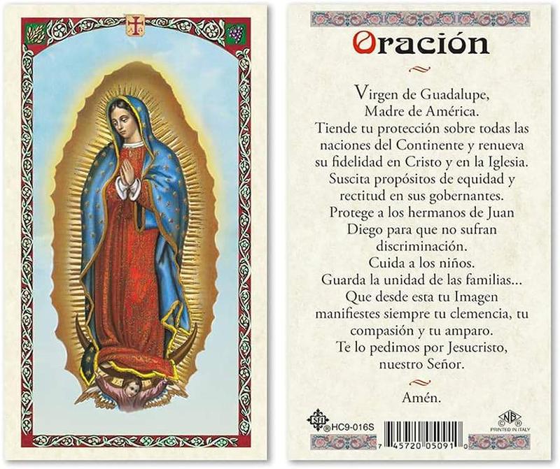 Prayer Card Oracion De Virgen De Guadalupe Madre De America SPANISH Laminated HC-S