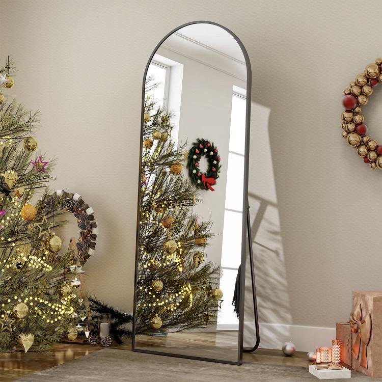 59 in. H x 16 in. W Arched  Full  Length Mirror with AIuminum AIIoy Frame and Nano Glass for Dressing and Home Decor AIuminum AIIoy Framed FuII Length Mirror Floor Mirror Wall Mirror Decor Glass