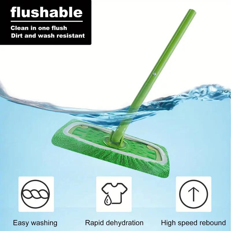 8 Reusable Deluxe Microfiber Mop Pads - Easy Cleaning, Washable, Durable, Dual-Purpose for Dry and Wet Use, Flat Floor Mop Cloth, Effective Dust Removal, Long-Lasting Plastic Material