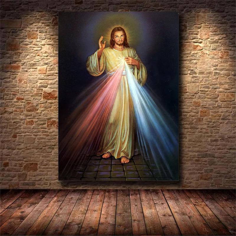 Divine Mercy Image - Jesus Pictures for Wall Poster I Trust In You Printing Holy Wall Art Christ Lord Savior Living Room Jesus Decor Unframed