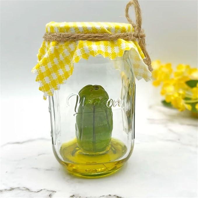 Grumpy Pickle in a Jar Sculpture , Glass Screaming Pickle in a Bottle, Handmade Emotional Support Pickled Cucumber, Pickle in a Jar Decoration Gift for Pickle Lovers