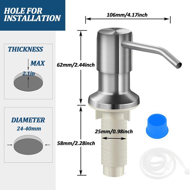 Stainless Steel Soap Dispenser Extension Tube Kit, Kitchen Sink Liquid Soap Dispenser, Bathroom Lotion Detergent Hand Press Pumps