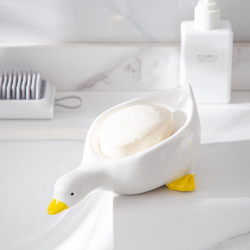 Yellow Duck Shape Soap Box Cartoon Soap Dish Drainable Soap Holder Soap Container Soap Dish For Tray Bathroom Accessories