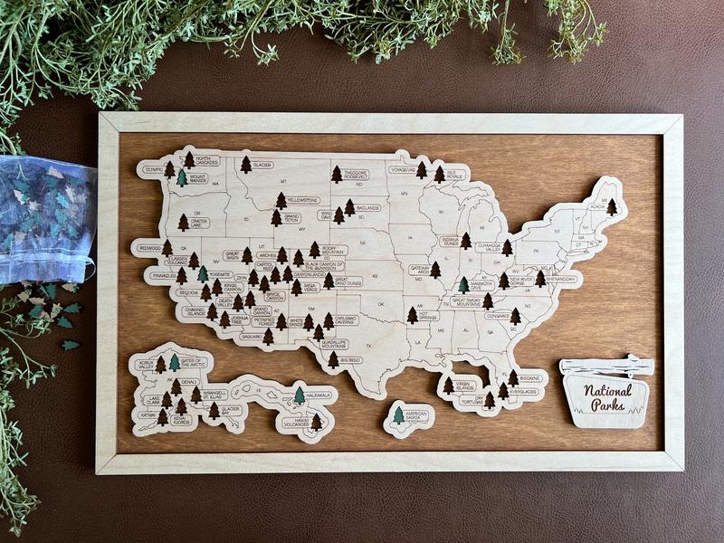 NATIONAL PARK - Bucket List Travel Map, National Parks Gift, Gift for Camper, Travel Map Decor Decoration