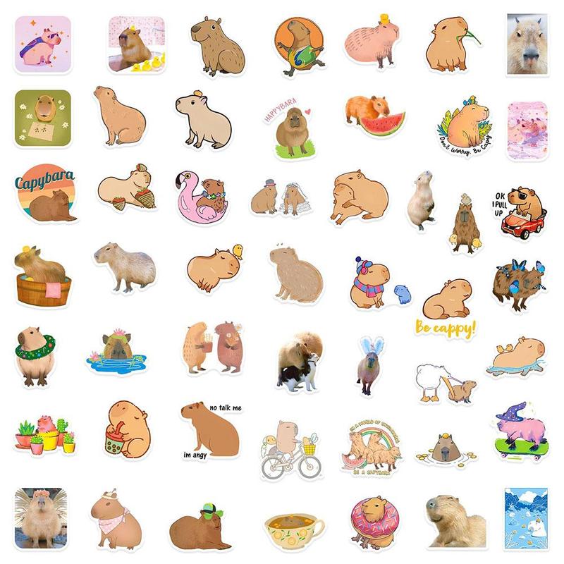 Capybara Series Graffiti Stickers, 50pcs set Waterproof Self Adhesive Decor Sticker, DIY Decals for Gift Greeting Card Water Bottle Laptop Phone