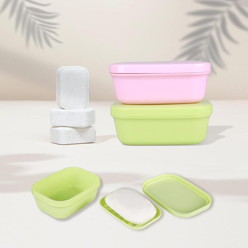 Soap Travel Container Portable Soap Case Leakproof Soap Box Soap Saver Dish Soap Bar Holder for Camping, Outdoor, Bathroom, Shower, Gym, Hiking (2count-Pink, Green)