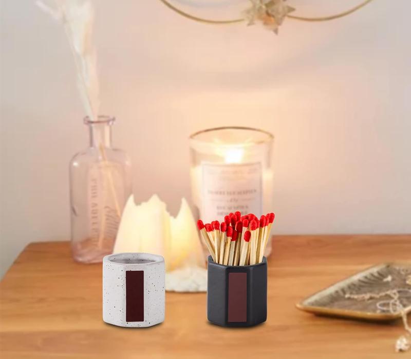 2 Packs Match Holder With Striker Anise Match Striker For Decorative Black and White  For Candles Bathroom  In A Jar With Striker Match Cloche Matchstick Holder ( NOT Included)