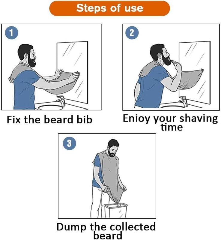 Beard Bib Apron, Beard Hair Catcher  Non-Stick  Cloth, Shaving & Trimming & Beard Hair Catcher, with 3 Suction Cups,  Gifts for Men, Christmas Gifts