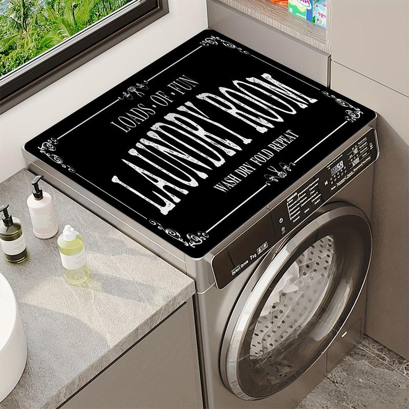 Letter Pattern Washing Machine Cover Mat, Rectangle Dish Drying Pad, Washstand Drain Mat, Soft Faucet Absorbent Mat, Kitchen Accessories, Bathroom Accessories 1pc