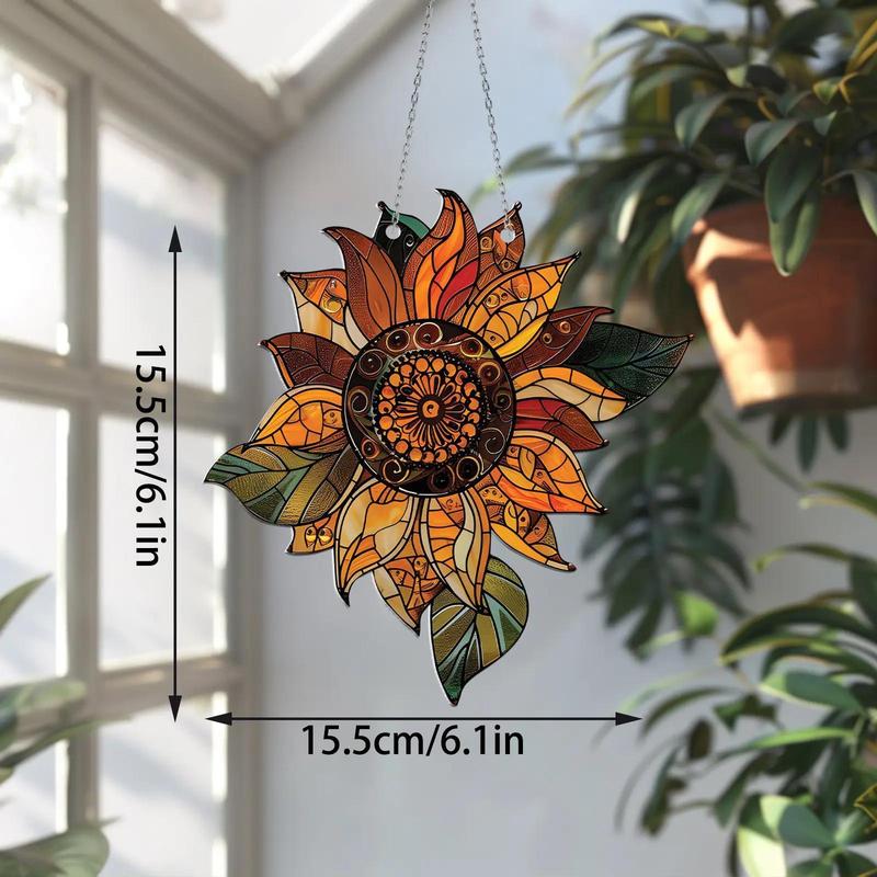 Sunflower Design Hanging Decor, 1 Count Colorful Acrylic Hanging Ornament, Boho Style Wall Decor for Home Living Room Bedroom