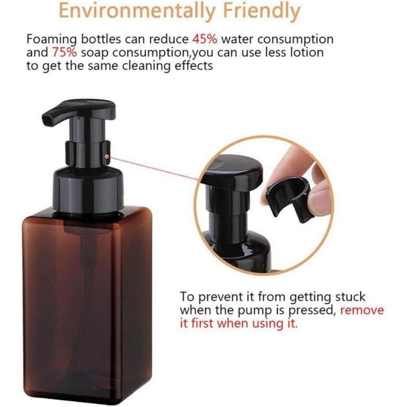 Foaming Soap Dispenser, 450ml (15oz) Refillable Pump Bottle Plastic for Liquid Soap, Shampoo, Body Wash (2 Pcs) (Amber)(Creative Life Pavilion)