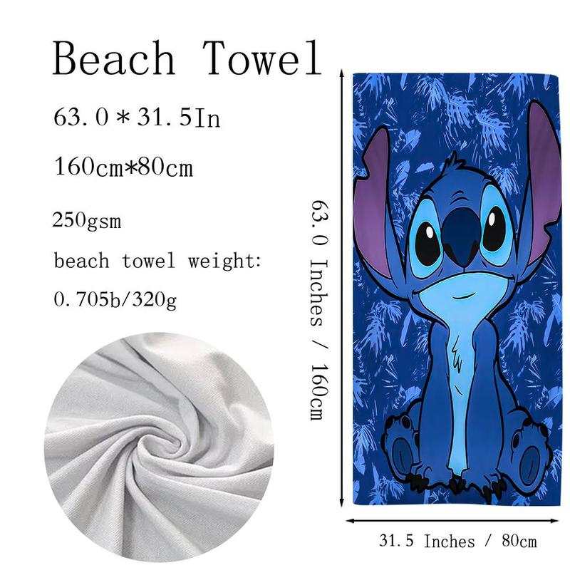 Beach Towel, 1 Count Cartoon Animal Pattern Beach Towel, Soft & Quick Drying Beach Towel, Travel Pool Yoga Cruise Camping Towel