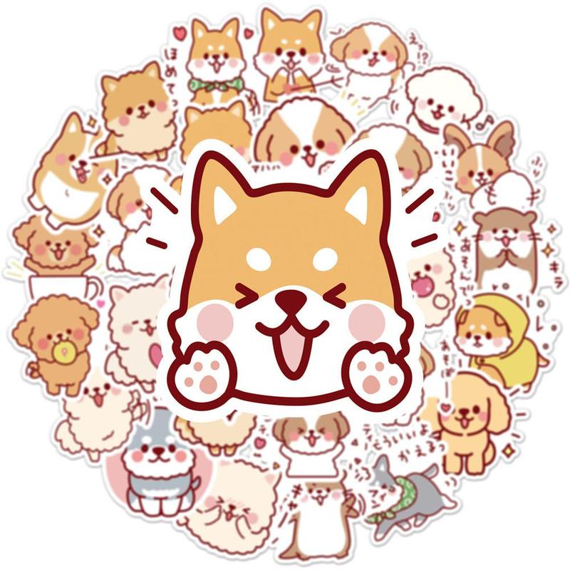 Fluffy Dog Series Naughty Stickers, 50pcs set Cartoon Mixed Pattern Decorative Graffiti Stickers, Cartoon Anime Naughty Stickers, DIY Creative Fun Toy for Boys & Girls