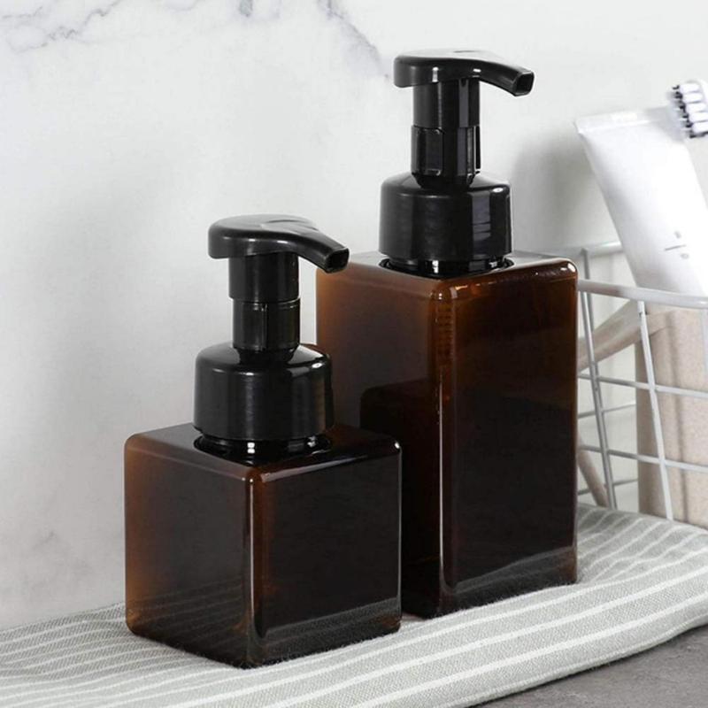 Foaming Soap Dispenser, 450ml (15oz) Refillable Pump Bottle Plastic for Liquid Soap, Shampoo, Body Wash (2 Pcs) (Amber)(Creative Life Pavilion)