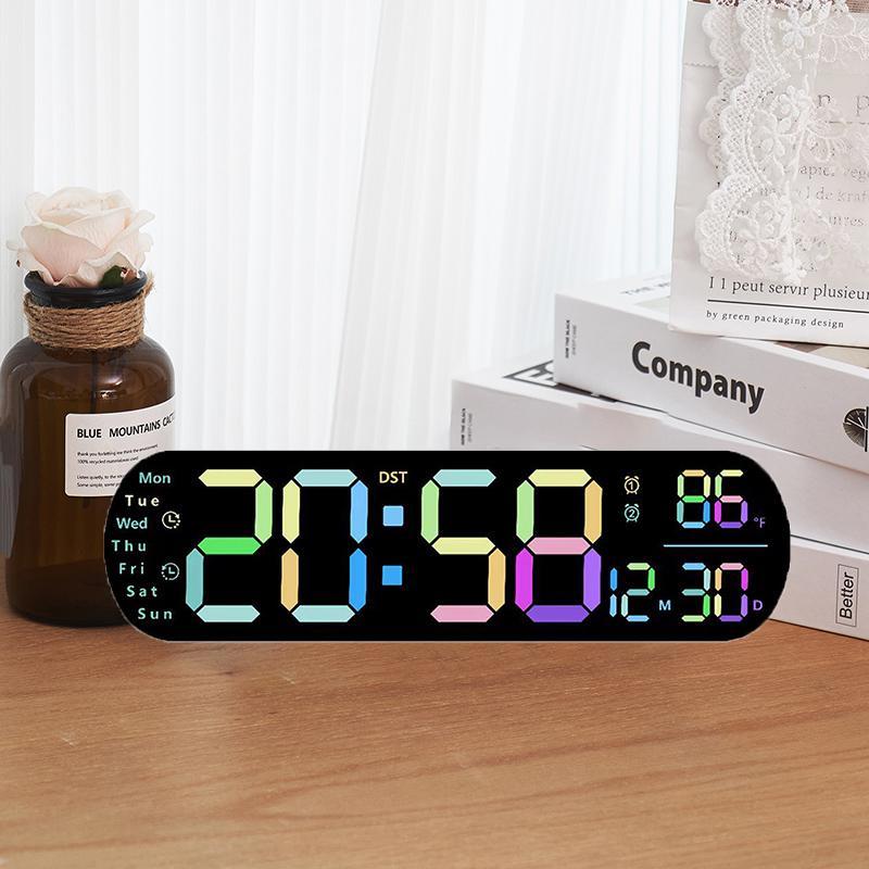 Multi Functional LED Display Clock, Digital Wall Clock with Adjustable Atmosphere Light, Battery USB Type Wall Clock with Remote Control, Room Decor, Home Decor, Fall Decor (battery Not Included)