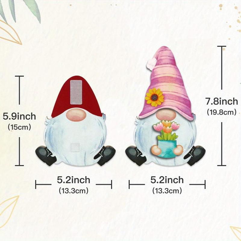 Gnome Shaped Wooden Table Decor, 1 Count Interchangeable Wooden Desktop Decoration with 12 Sets Changeable Velcro Icons, Home Decor for Farmhouse Porch Office