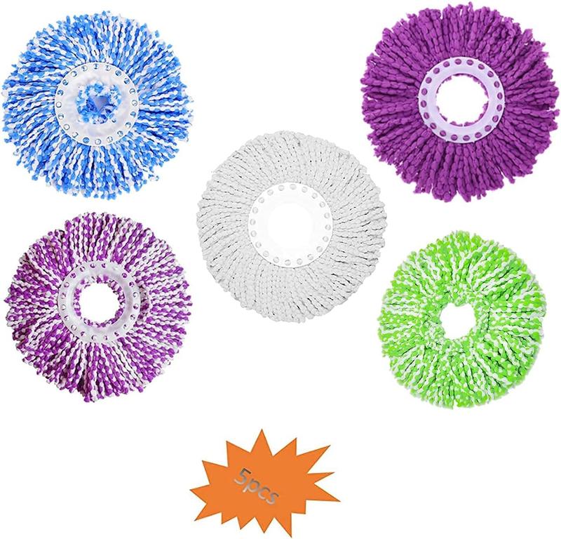 5 Replacement Mop  Head Refill for 360 Spin Magic Mop-Microfiber Replacement Mop Head-Round Shape Standard Size