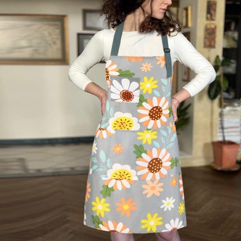 2 Count  Kitchen Apron, Cooking Apron for Women, Adjustable Chef Apron,  Aprons with 4 Pockets for Home Kitchen Baking Gardening